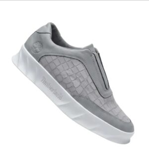 Timberland Men's Grey Croc Embossed Leather Slip On Sneakers Lightweight Platform Casual Shoes