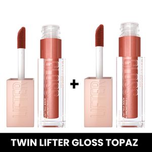 Maybelline Twin Pack Lifter Gloss Plumping and Hydrating Lip Gloss, Shade: 009 Topaz, with Hyaluronic Acid for Super Juicy Lips with Incredible Shine, 5.4ml