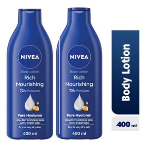 NIVEA Rich Nourishing Body Lotion For Women - 400ml (Pack Of 2).