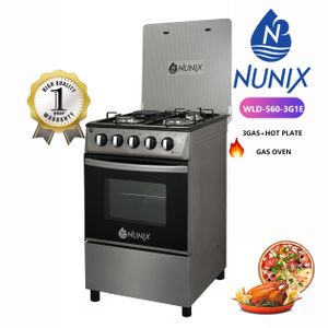 Nunix 50 * 55cm Cooker - 3 Gas Burners, 1 Electric Hotplate + Gas Oven (1YR WRTY)