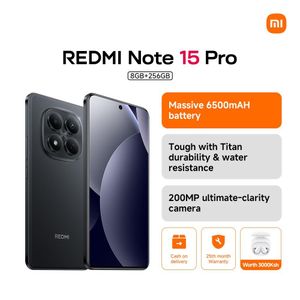 XIAOMI Redmi Note 15 Pro, 6.77", 8GB RAM + 256GB (Dual SIM), 6500mAh, Black (25 Months Warranty) + Free Buds 6 Play