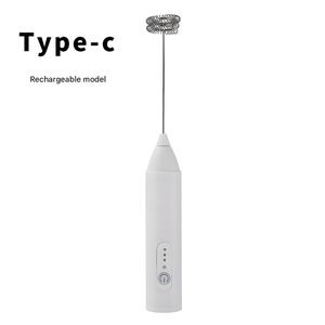 Whisk Milk Frother, Rechargeable Handheld Electric Whisk Coffee Frother Mixer with 2 Stainless Whisks, Milk Foam Maker-white, Milk frother