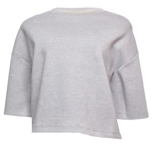 Ladies' Fleece Round Neck Crop Top - Grey