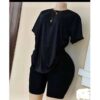 2PCS Set Of Highwaist Soft Cotton Stretch Ladies Biker Short Tight+Matching Top