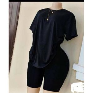 2PCS Set Of Highwaist Soft Cotton Stretch Ladies Biker Short Tight+Matching Top
