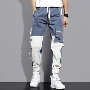 Stylish Men Pants Men Cargo Pants Multi Pockets Mid Waist Lace-up Pants