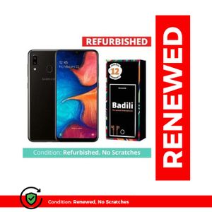 Badili Samsung Galaxy A20 Smartphone – Refurbished Android Phone, 32GB ROM + 3GB RAM, Single SIM, Black + Free 32GB Memory Card.