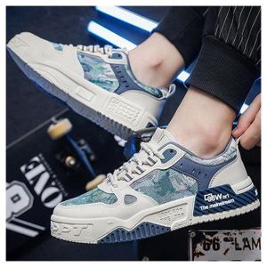 BLWOENS Men's Sneakers Casual Sneakers Lace-up Skate Shoes Comfortable Retro Trendy Board Shoes-Blue/Beige