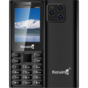 Koruima K2402 Button Phones 2.4" 1800mAh 5V 1A Type-C Charger Big Battery Dual Sim Feature Phones Black