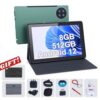C Idea Adults Tablets, 10 Inches Android 12 Sim 8GB + 512GB Storage Keyboard Tablet PC (Green)