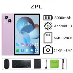 Genera Brand New ZPL-Adults Tablets, tablets phones for adults, dual SIM card slot 10.1 Inch Android 13 Sim 6GB + 128GB 8000mAh Keyboard, mouse, and leather case (Purple)
