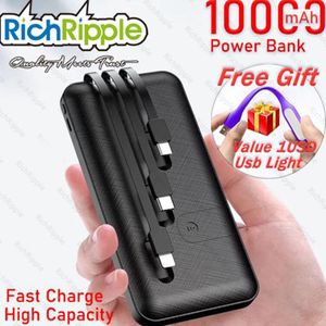 RichRipple 3-Cables Portable Power Bank 10000mAh Fast Charger