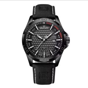NAVIFORCE NF8023 Men’s Quartz Sport Watch – Black Leather Strap, Date Display, 30M Water Resistant Luxury Wristwatch
